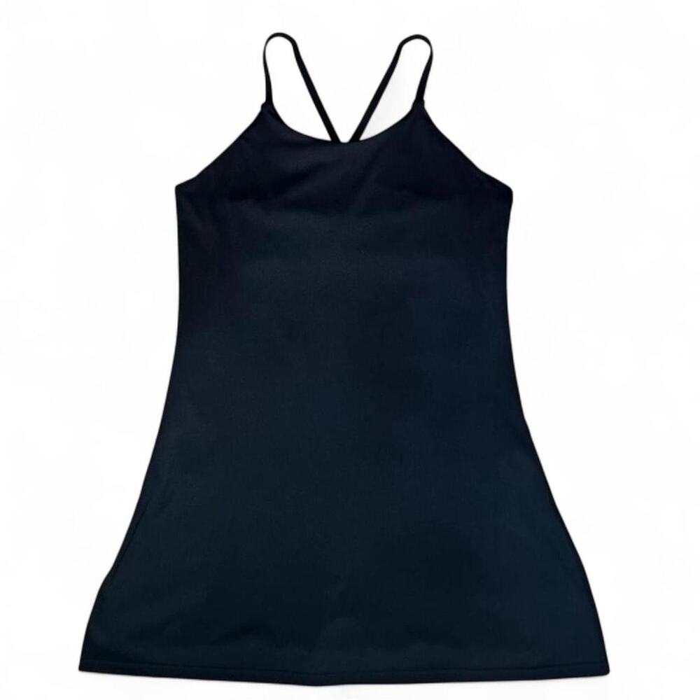 Black Athletic Tennis Dress Built In Shorts Cross Back Athleisure Women's Small
